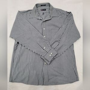 Chaps Dark Gray and White Casual Button Down Shirt